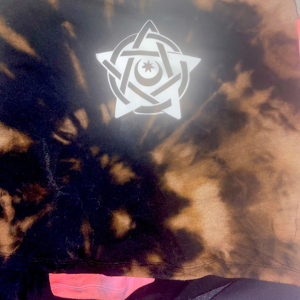 Black reverse hand tie-dyed and decal tank